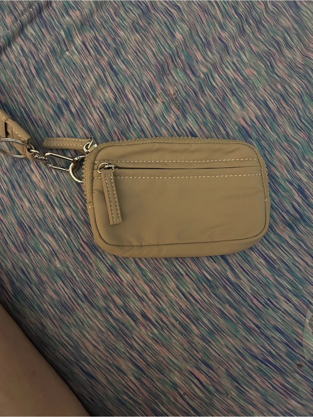 Women's Neutral Beige Wristlet Wallet - Compact Card & Coin Pouch